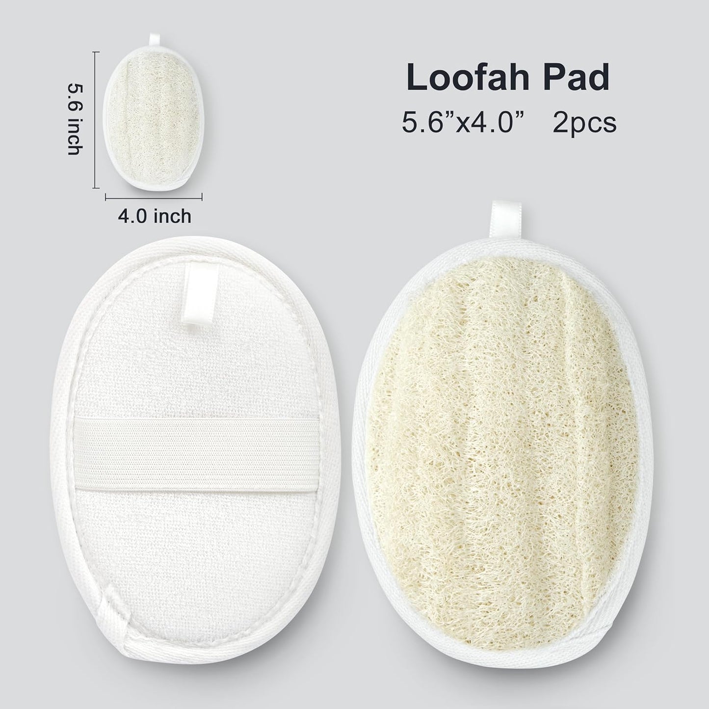 Premium Natural Loofah Exfoliating Scrubber Combo Set, 1 Pack Back Scrubber Loofah - 2 Pack Loofah Pad - 5 Pack Facial Loofah - Loofah Set (Gift Box-Packed), Bathe Loofah,Gift for Women