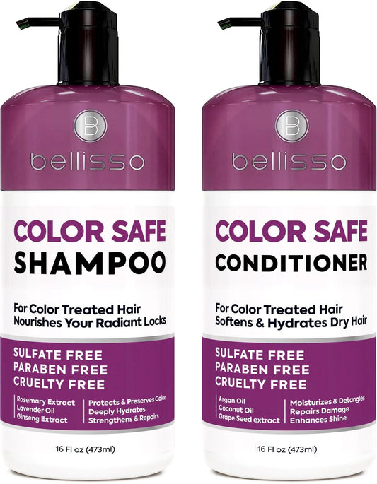 Color Safe Shampoo and Conditioner Set for Protecting Dyed and Treated Hair