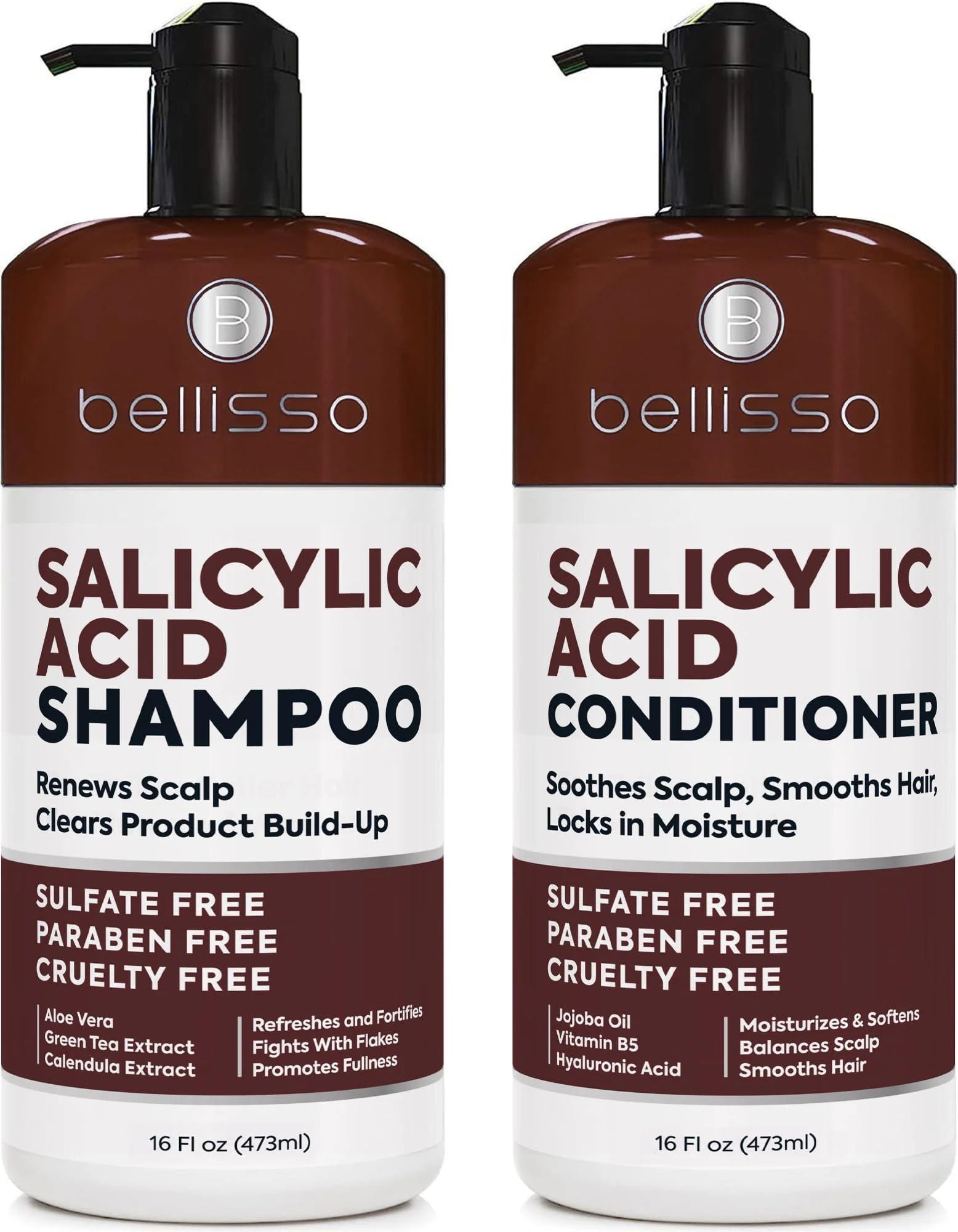 Salicylic Acid Shampoo and Conditioner Set Scalp Exfoliator Formula for Flakes