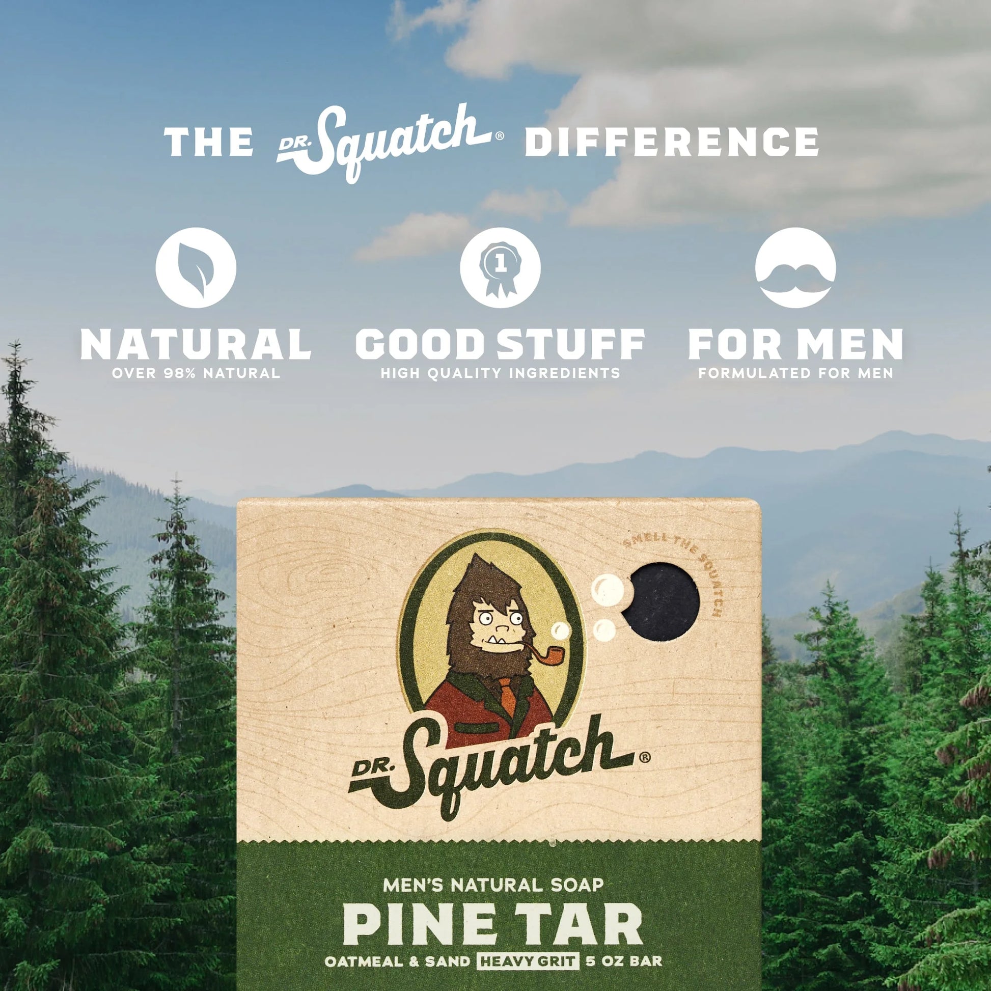 Pine Tar Natural Bar Soap for Men Heavy Grit Body Soap Gifts for Men, 5 Oz