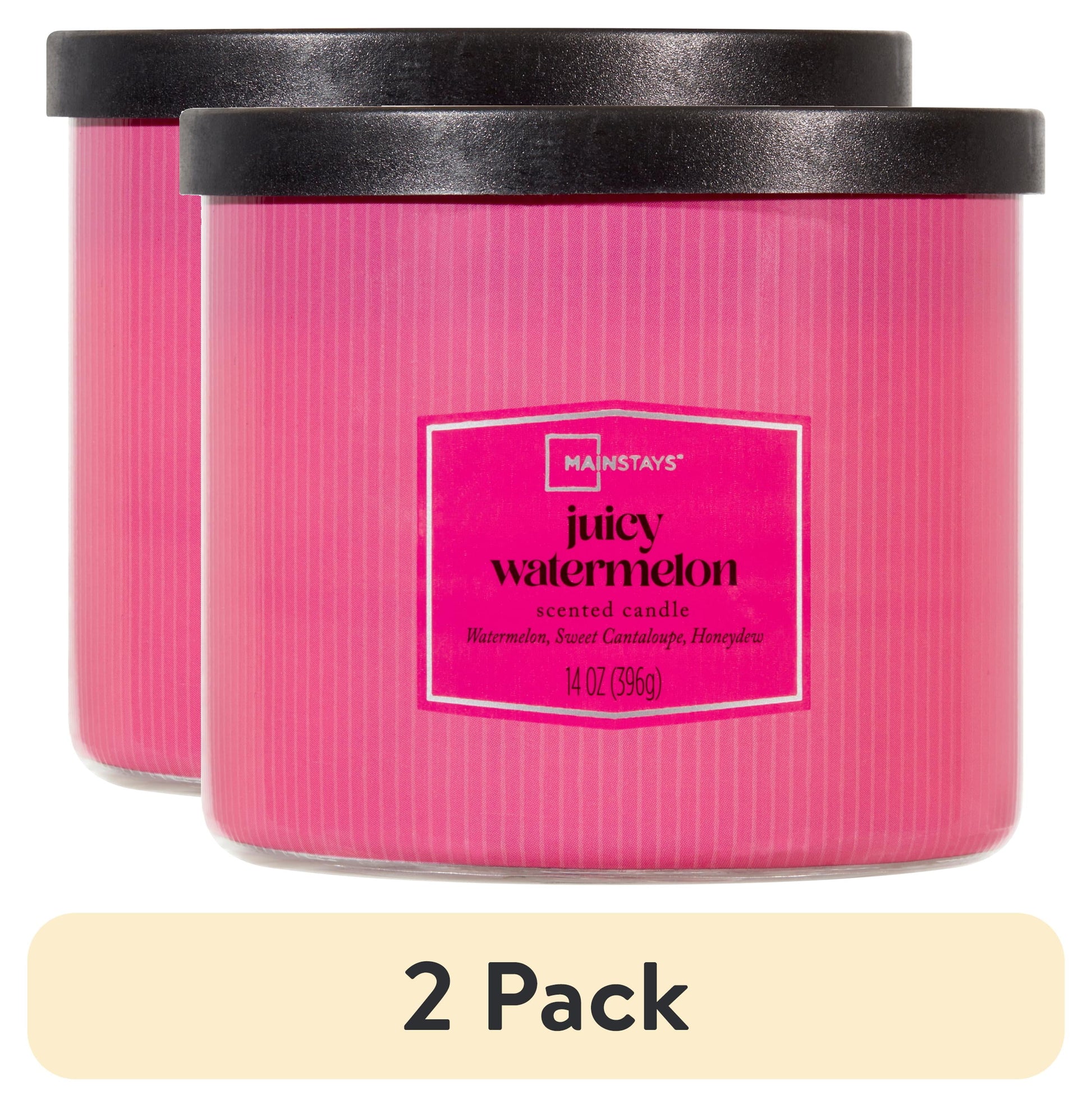 (2 Pack)  3-Wick Textured Wrapped Juicy Watermelon Scented Candle, 14 Oz