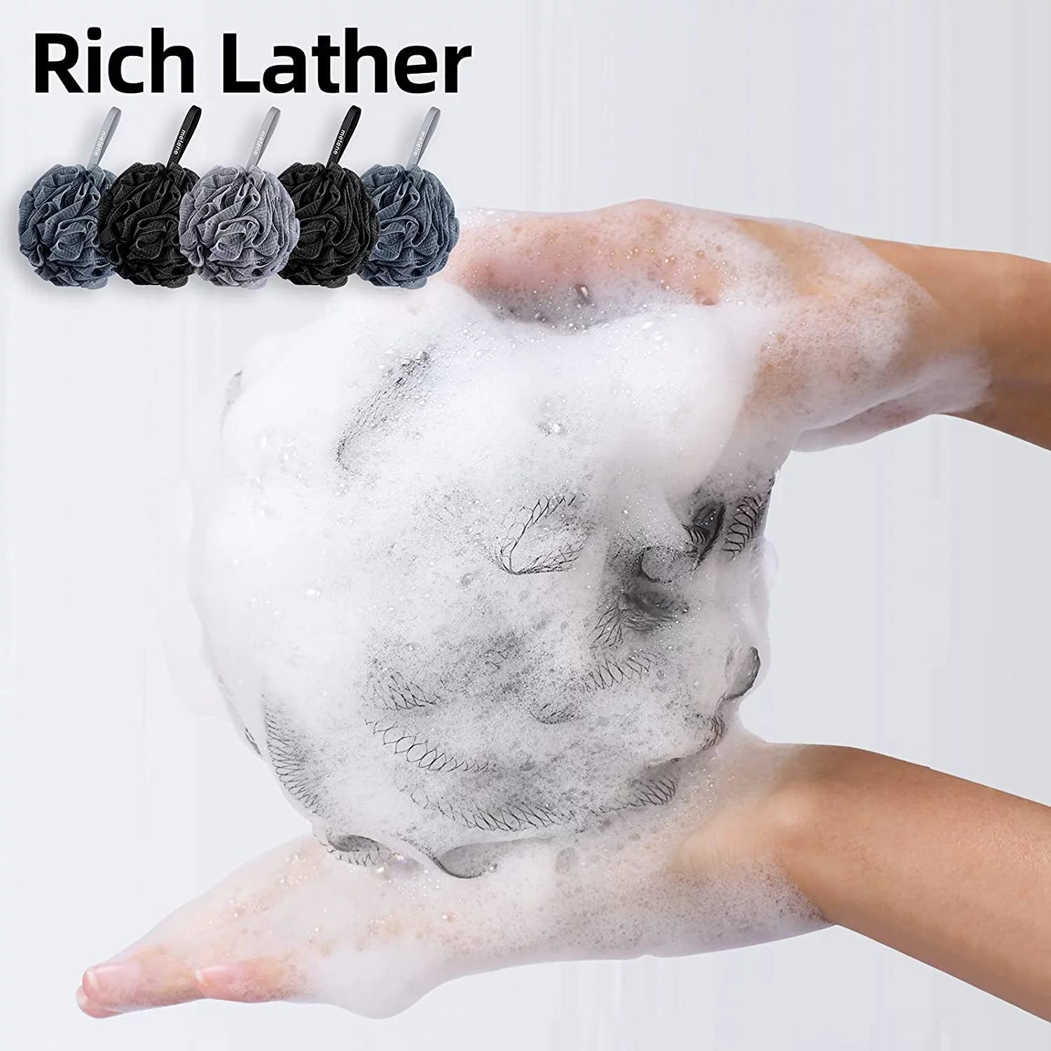 Shower Loofah Sponge 5 Pack, Body Wash Scrubber Exfoliator Loofa, Men Women Bathing Accessorie