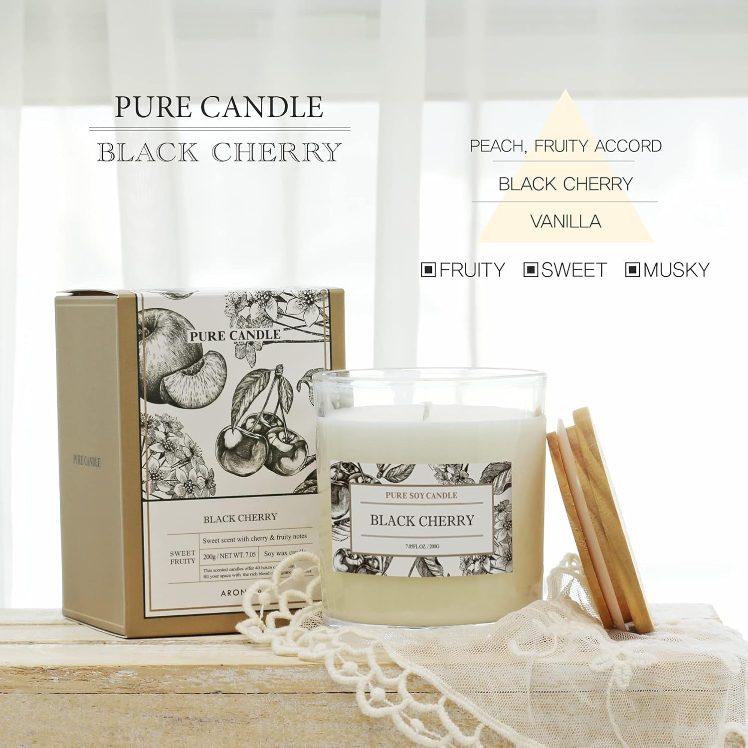 Kitchen Candle Black Cherry Merlot, Soy Candles with Messages, Fall Candles Bestfriend Gift, House Wax, Scent Candles for Home, Energizing Candle Fruity for Woman