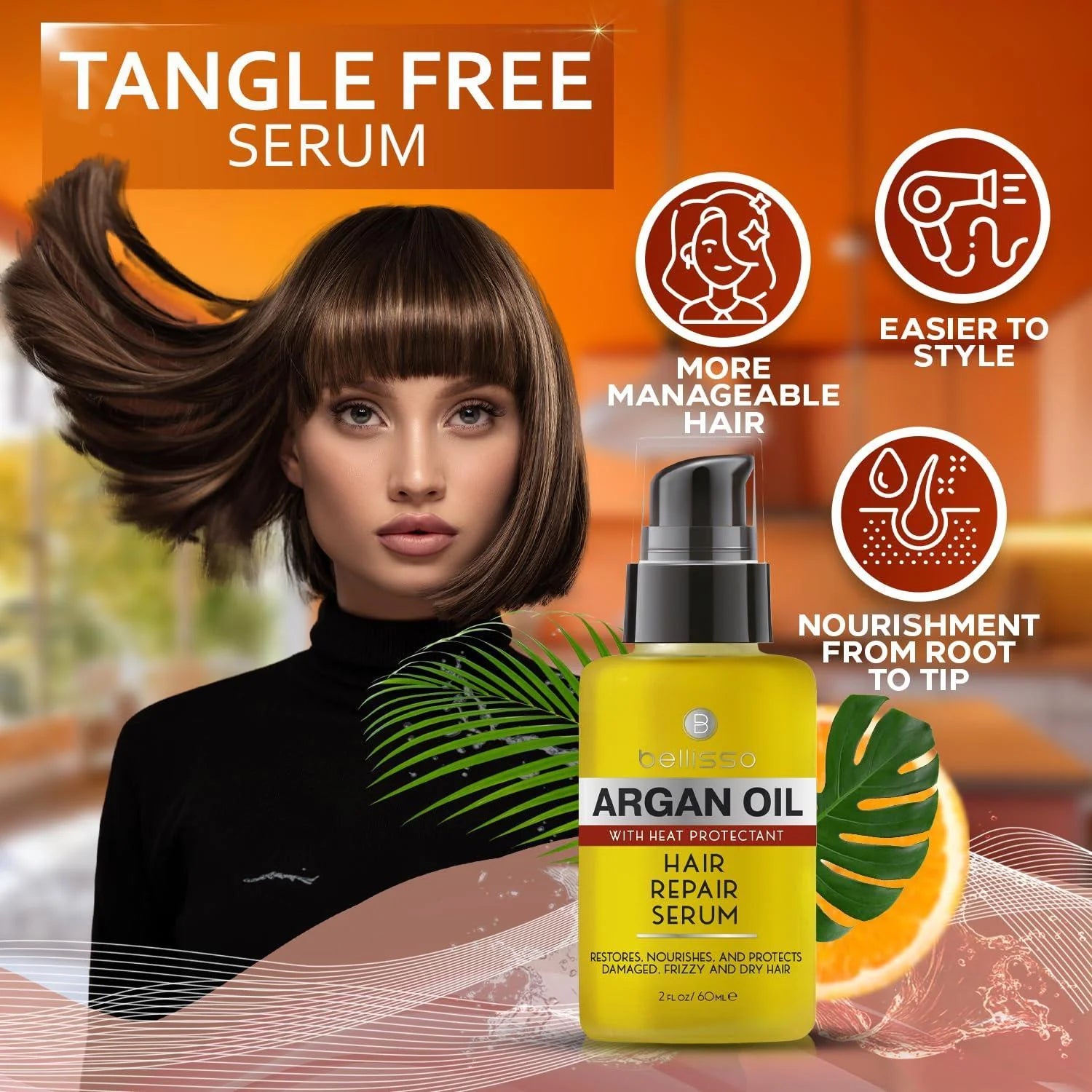 Moroccan Argan Oil Serum 2 Fl Oz Frizz Control Hair Care Moisturizer Treatment