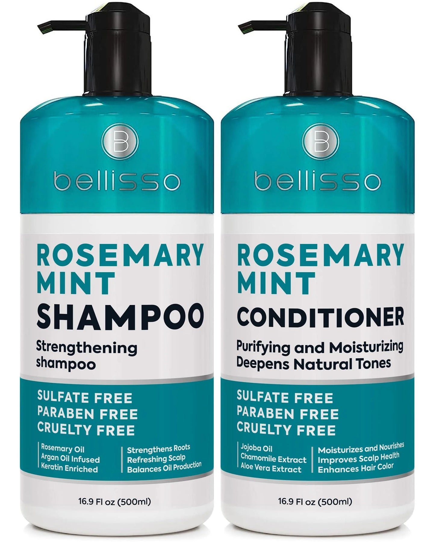 Rosemary Oil and Mint Shampoo and Conditioner Set Sulfate Free with Peppermint