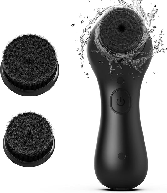 Facial Cleansing Brush,  Spin Face Scrubber, Waterproof Face Scrub Brush, Rechargeable Facial Exfoliator, Electric Cleanser for Deep Cleansing & Exfoliating,Rotating Skin Care Wash Kit -Black