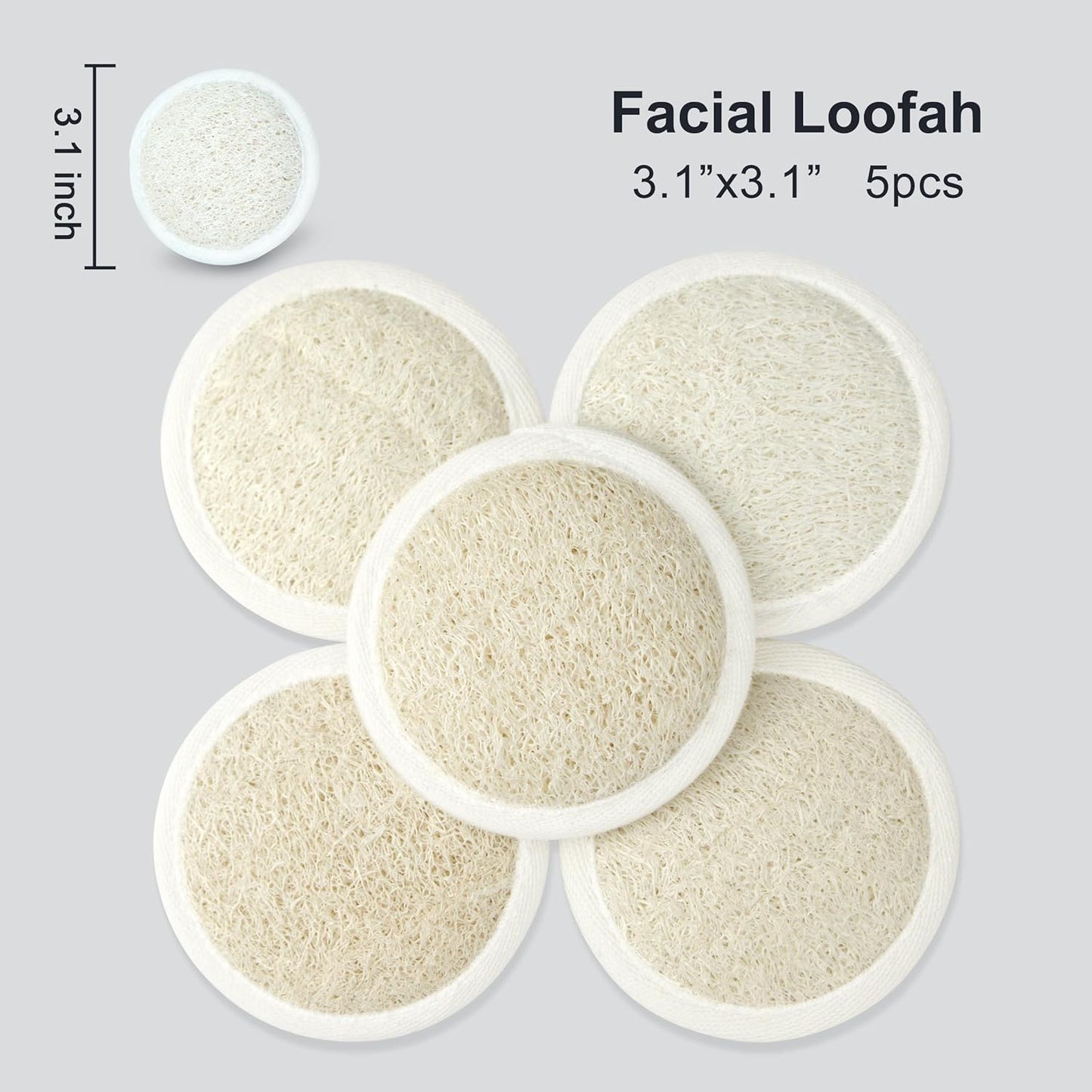 Premium Natural Loofah Exfoliating Scrubber Combo Set, 1 Pack Back Scrubber Loofah - 2 Pack Loofah Pad - 5 Pack Facial Loofah - Loofah Set (Gift Box-Packed), Bathe Loofah,Gift for Women